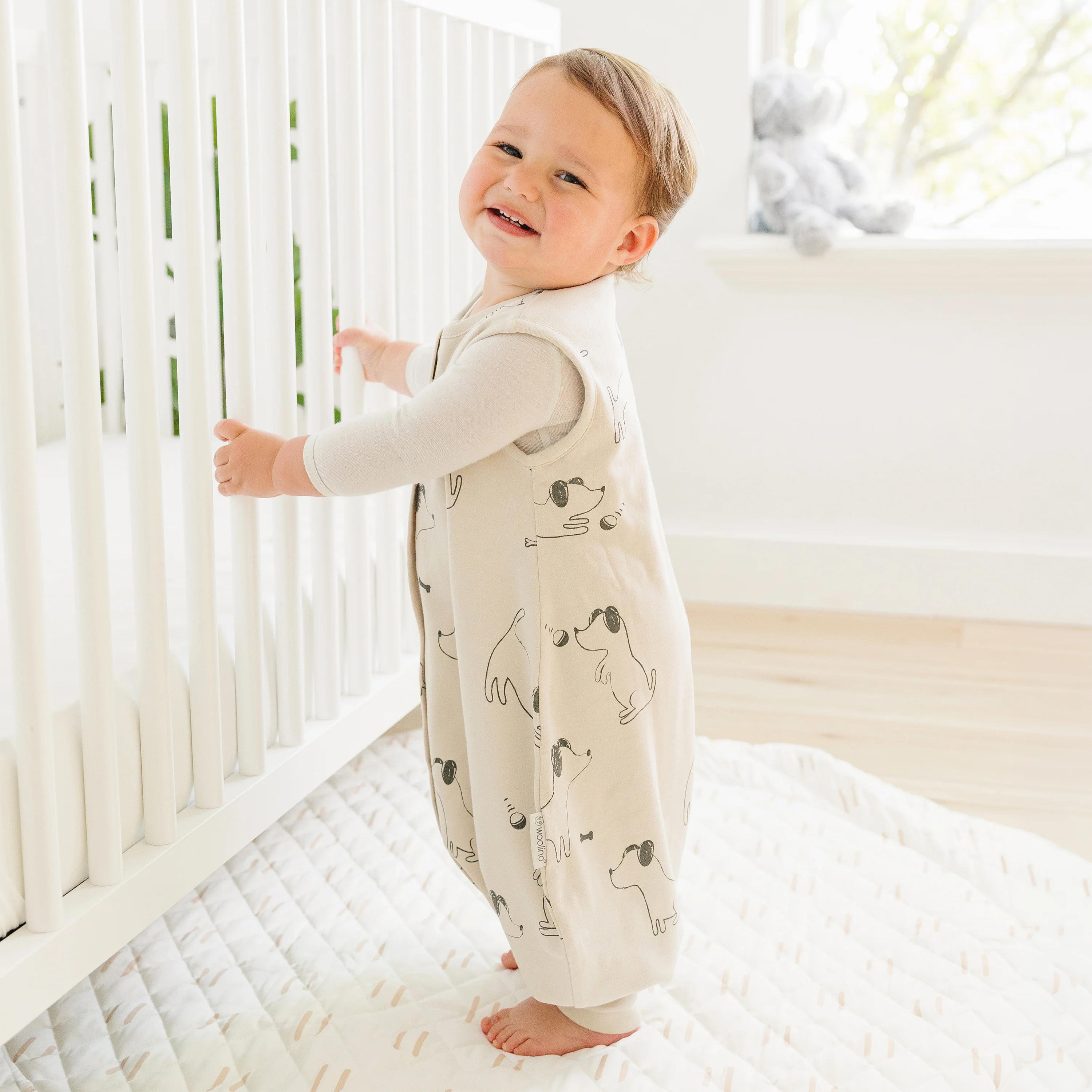 4 Season® Baby Sleep Bag with Feet, Merino Wool & Organic Cotton, Puppy - Image 6