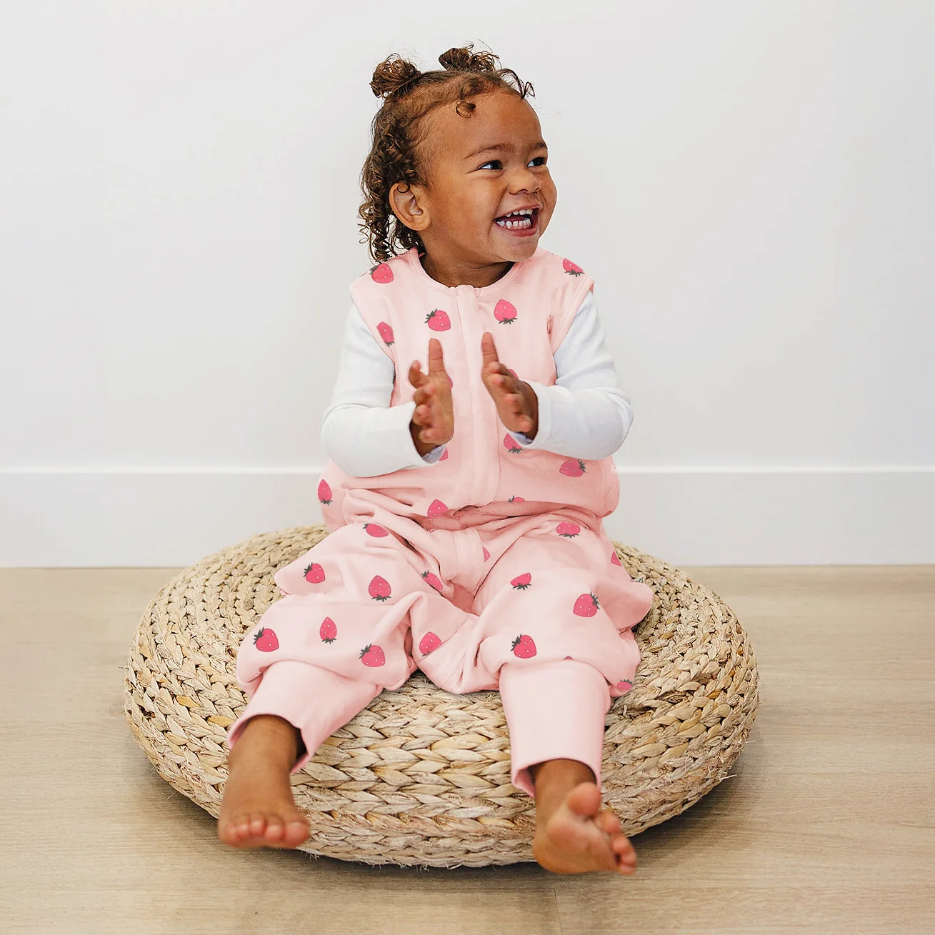 4 Season® Baby Sleep Bag with Feet, Merino Wool & Organic Cotton, Strawberry - Image 4