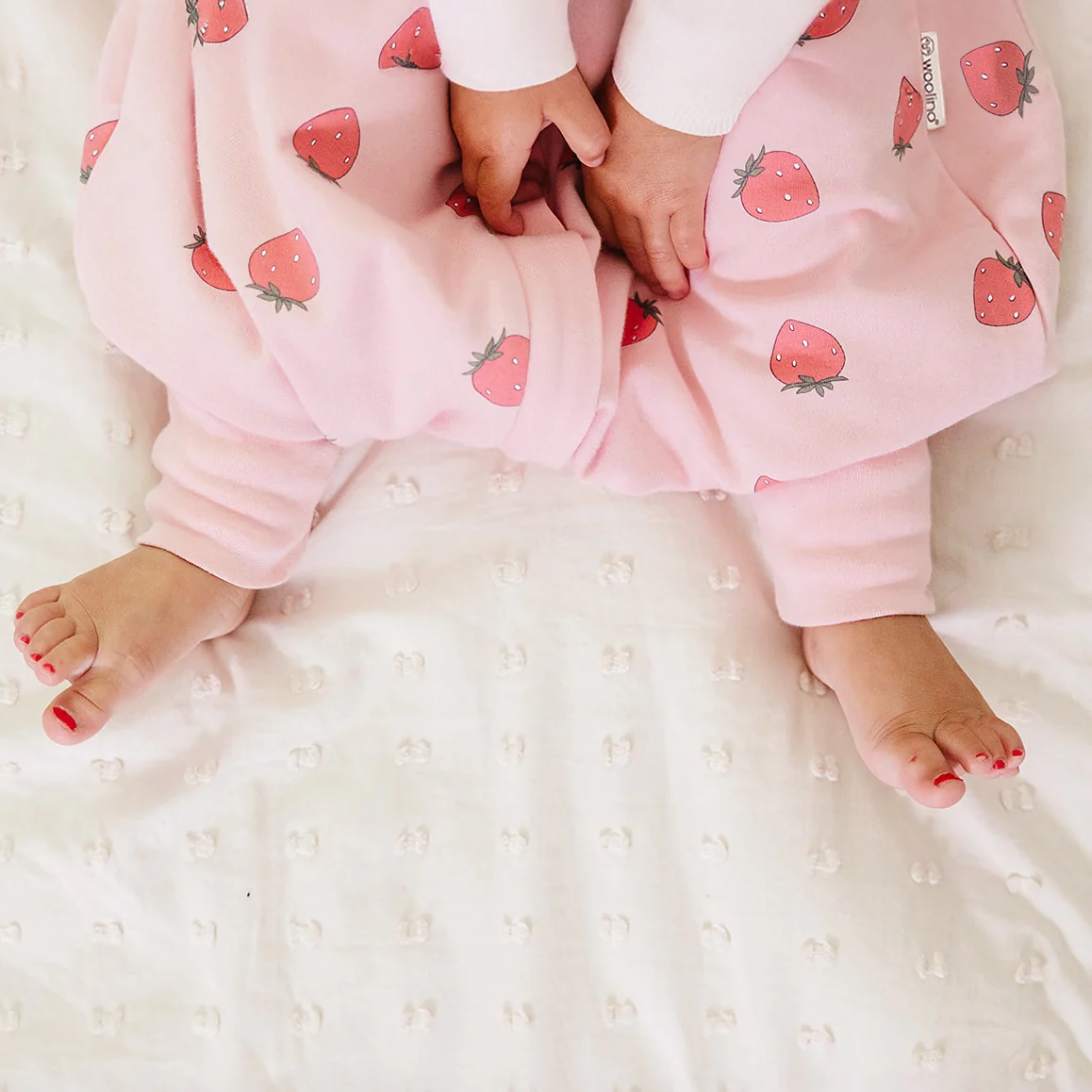 4 Season® Baby Sleep Bag with Feet, Merino Wool & Organic Cotton, Strawberry - Image 5