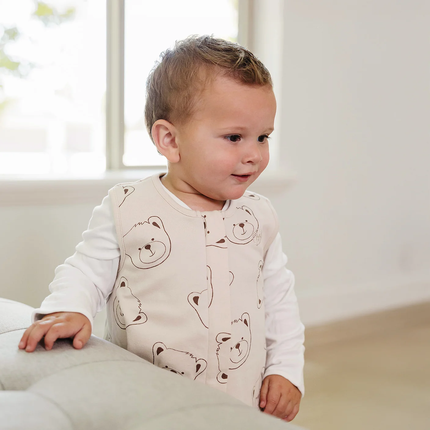 4 Season® Baby Sleep Bag with Feet, Merino Wool & Organic Cotton, Teddy Bear - Image 5