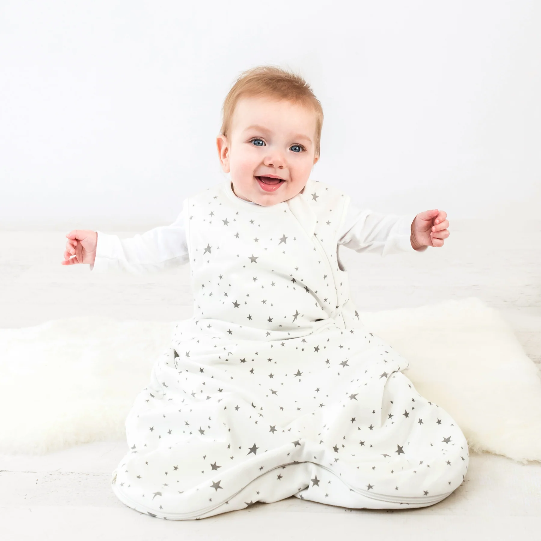 4 Season® Classic Baby Sleeping Bag, Merino Wool & Organic Cotton, Star White - Image 4
