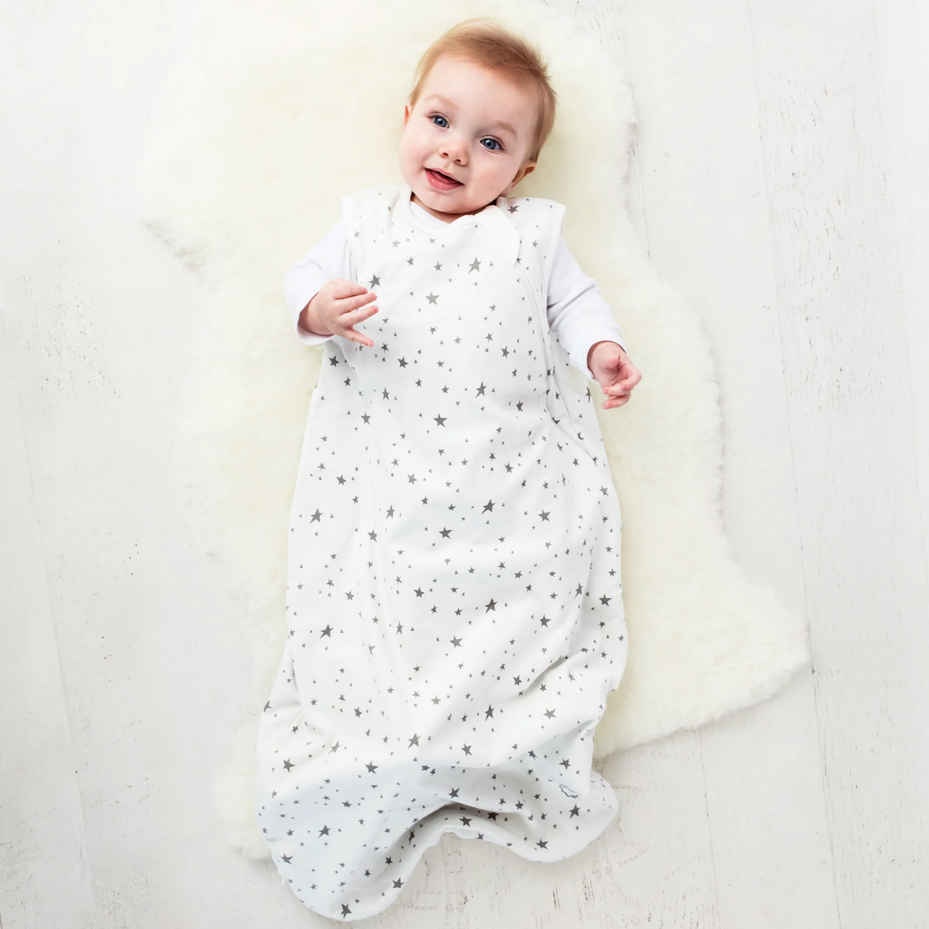 4 Season® Classic Baby Sleeping Bag, Merino Wool & Organic Cotton, Star White - Image 5