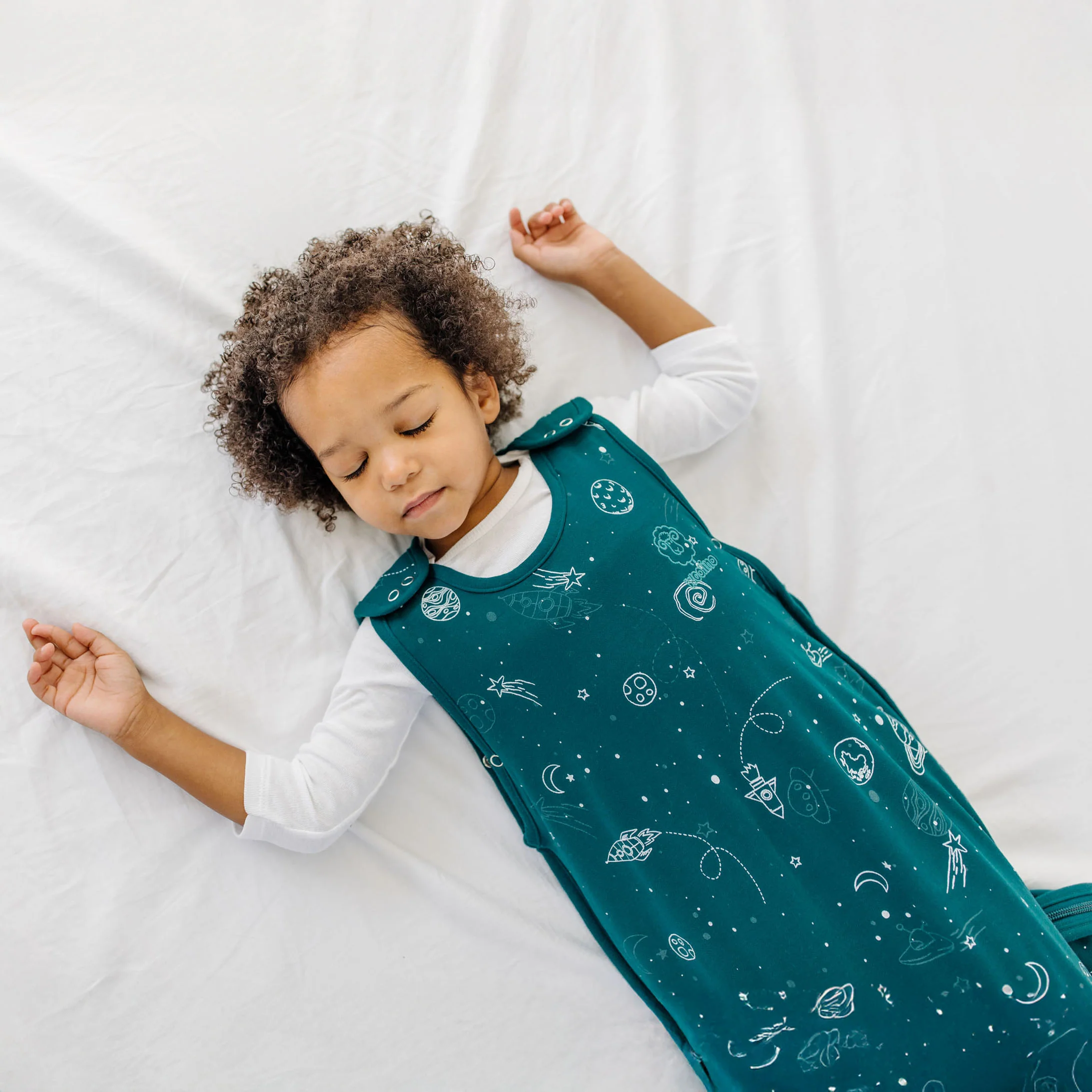 4 Season® Ultimate Baby Sleep Bag, Merino Wool & Organic Cotton, Space - GLOW IN THE DARK - Image 2