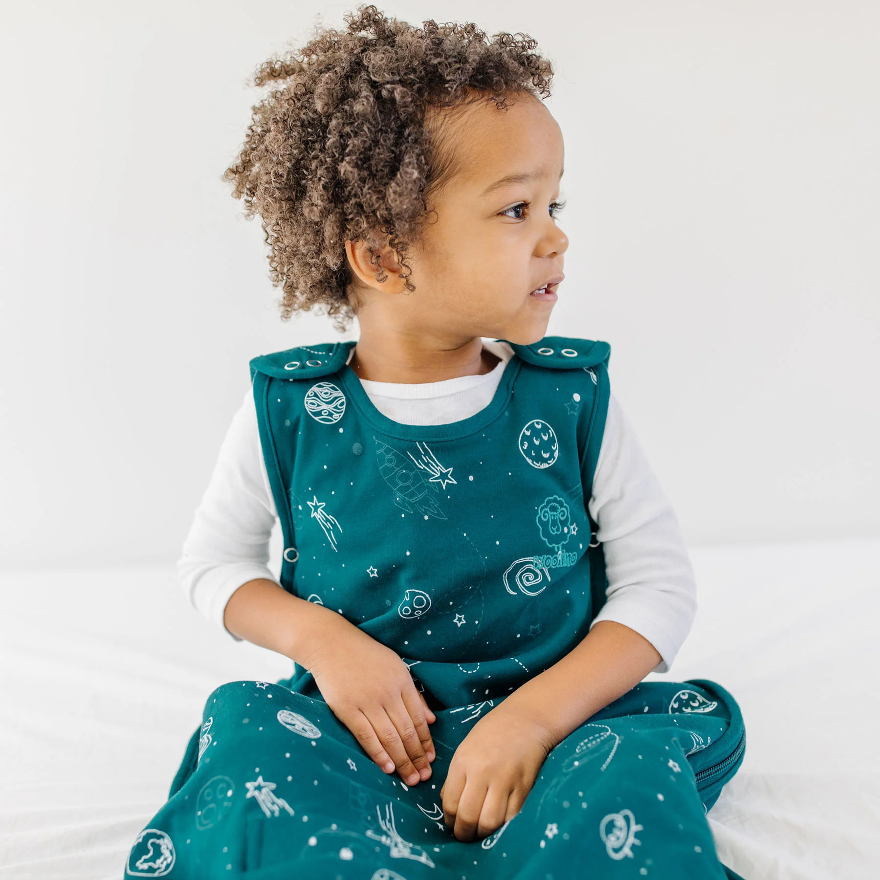 4 Season® Ultimate Baby Sleep Bag, Merino Wool & Organic Cotton, Space - GLOW IN THE DARK - Image 3