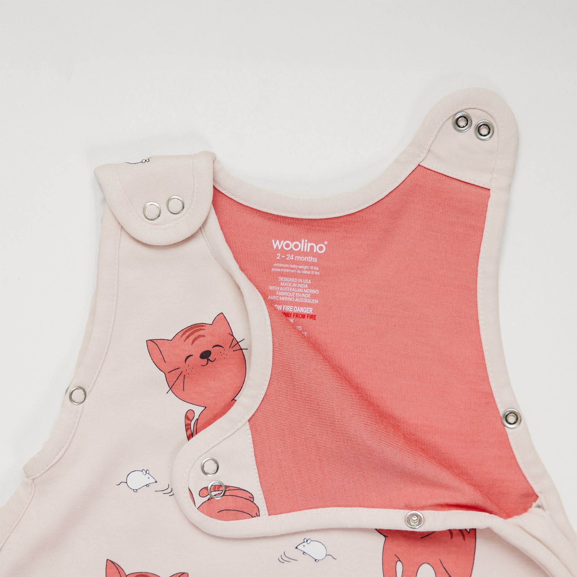 4 Season® Ultimate Baby Sleep Bag, Merino Wool & Organic Cotton, Kitten - Image 5