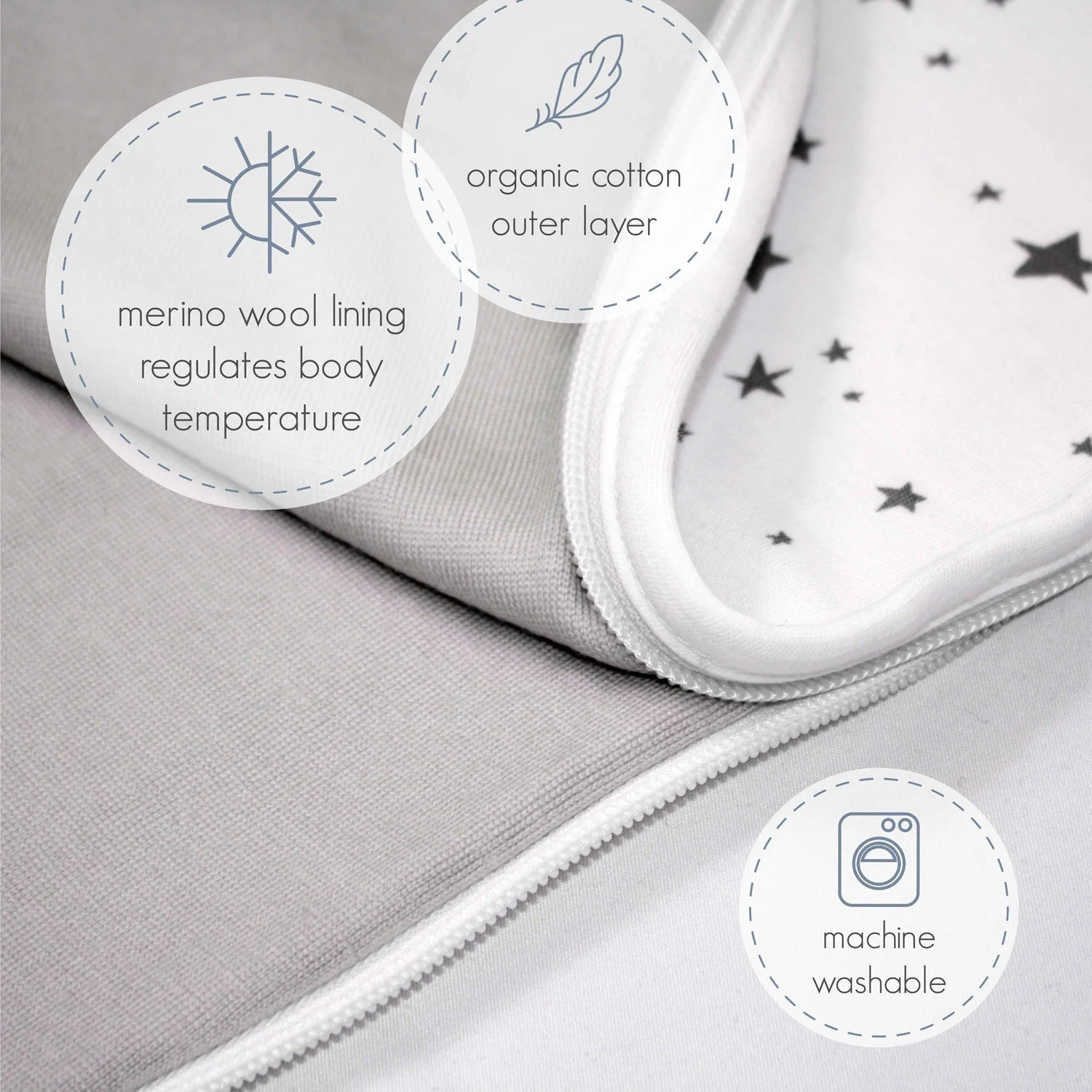4 Season® Ultimate Baby Sleep Bag, Merino Wool & Organic Cotton, Teddy Bear - Image 9