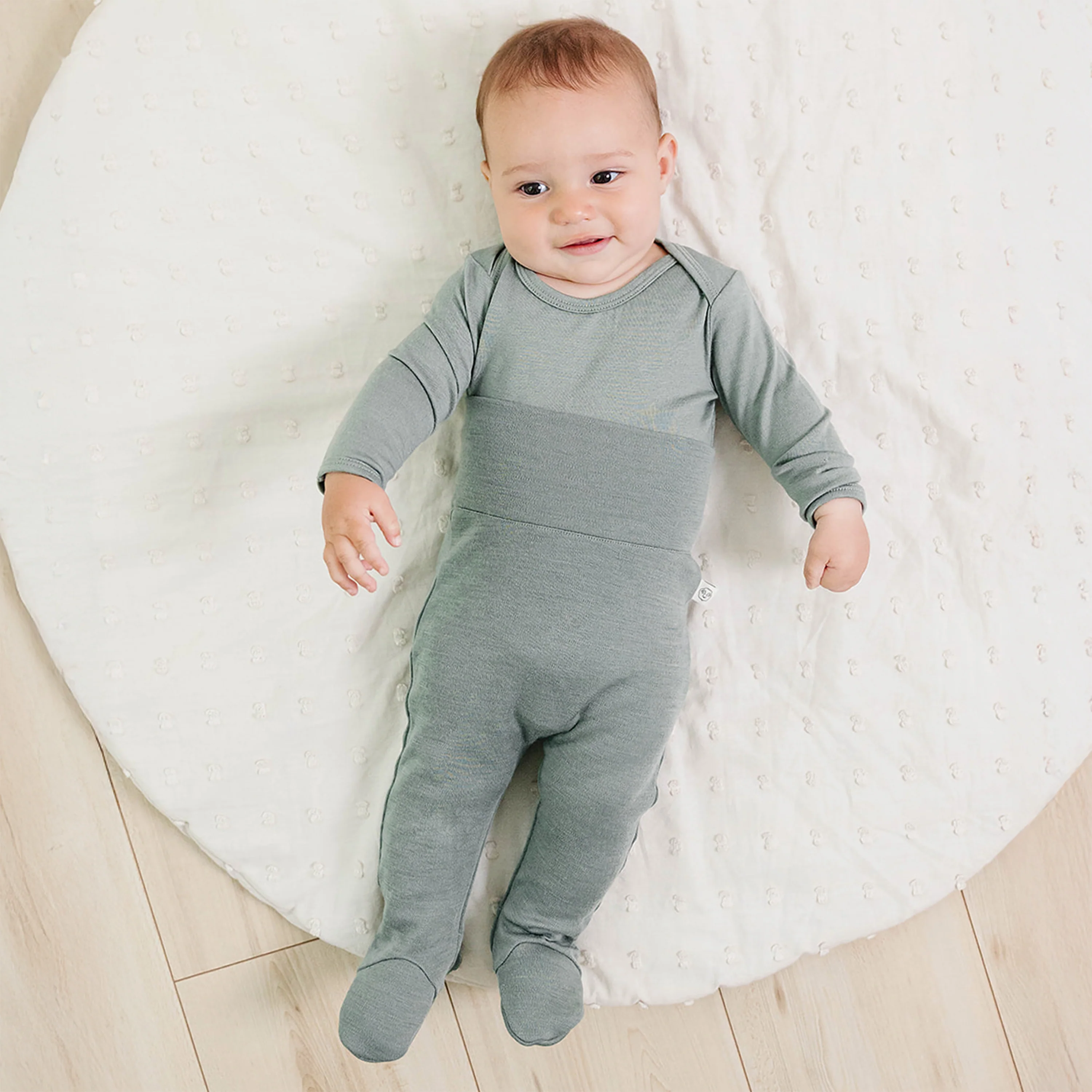 Baby Footed Pants, Merino Wool, Sage - Image 2