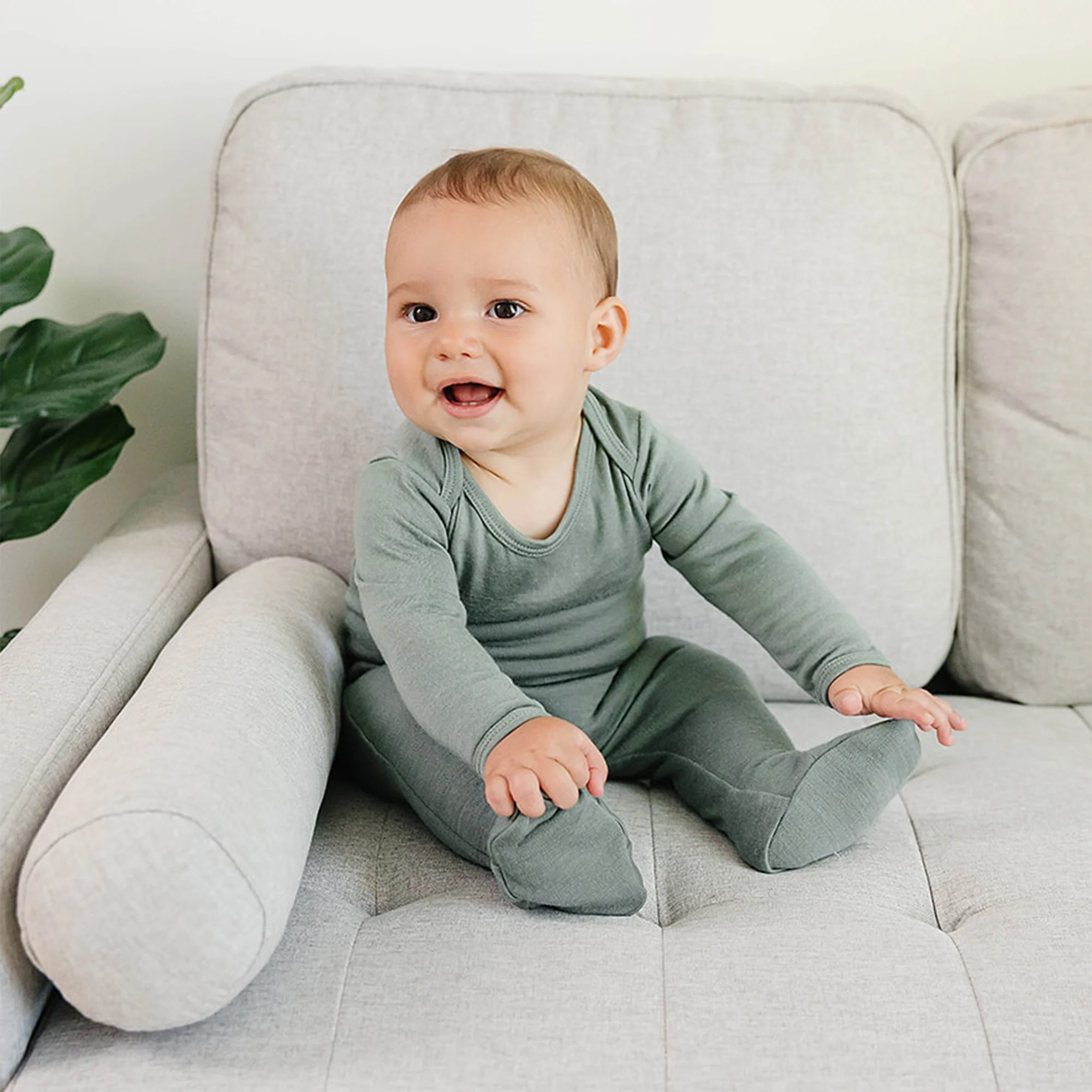 Baby Footed Pants, Merino Wool, Sage - Image 6