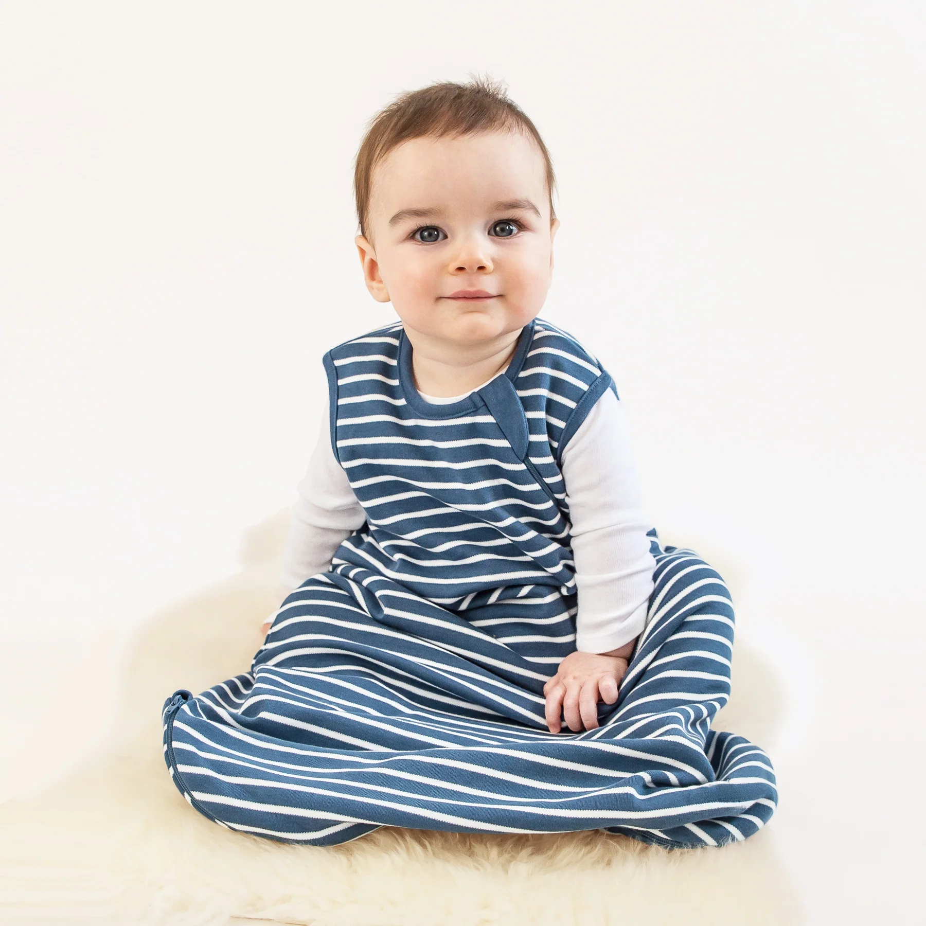 4 Season® Classic Baby Sleeping Bag, Merino Wool & Organic Cotton, Navy Blue - Image 3