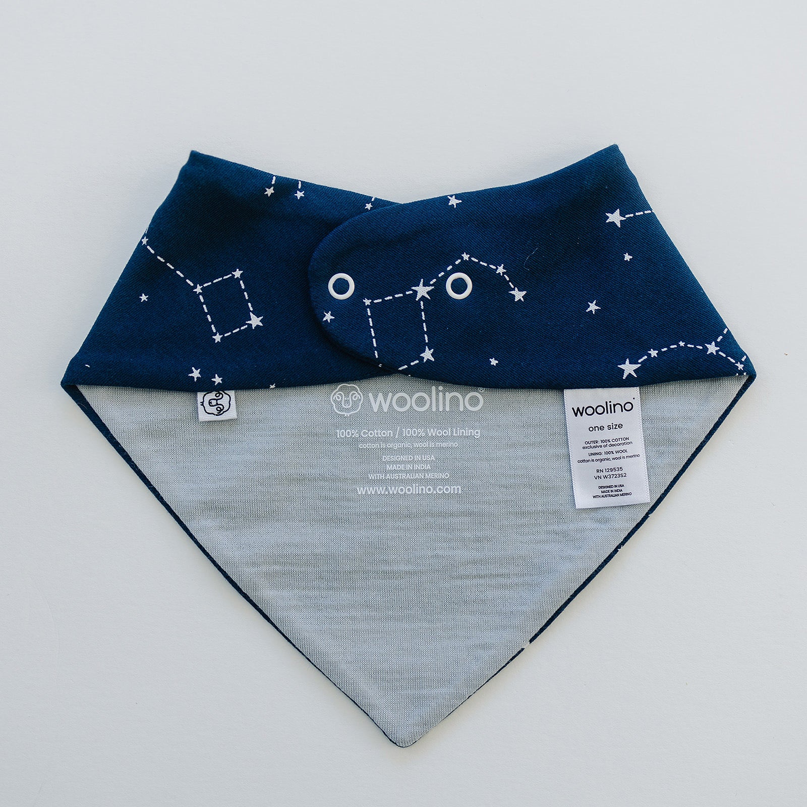 Bandana Bib Set, Merino Wool & Organic Cotton, Set of 2, Night Sky™ - Image 7