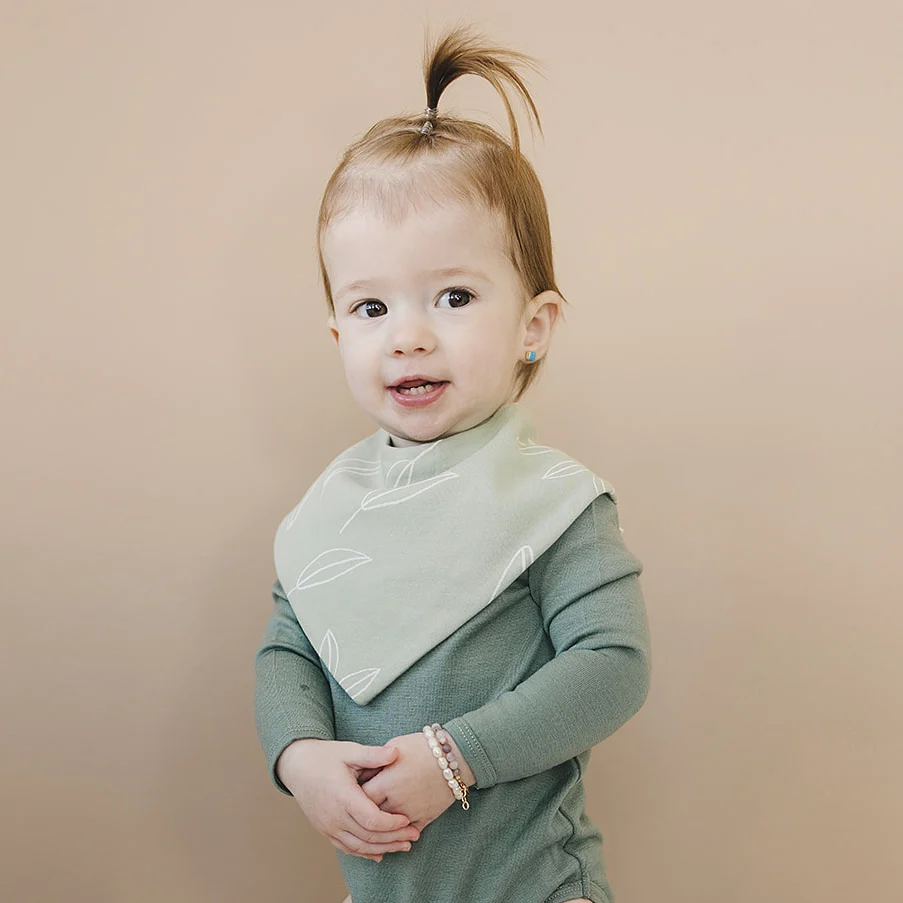 Bandana Bib Set, Merino Wool & Organic Cotton, Set of 2, Sage - Image 4