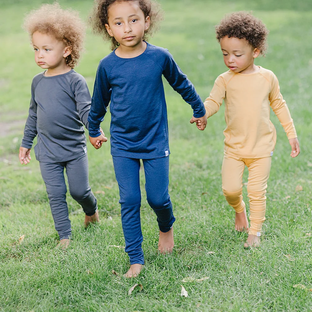 Kids Merino Wool Base Layer, Long Sleeve Top, Deep Blue - Image 5