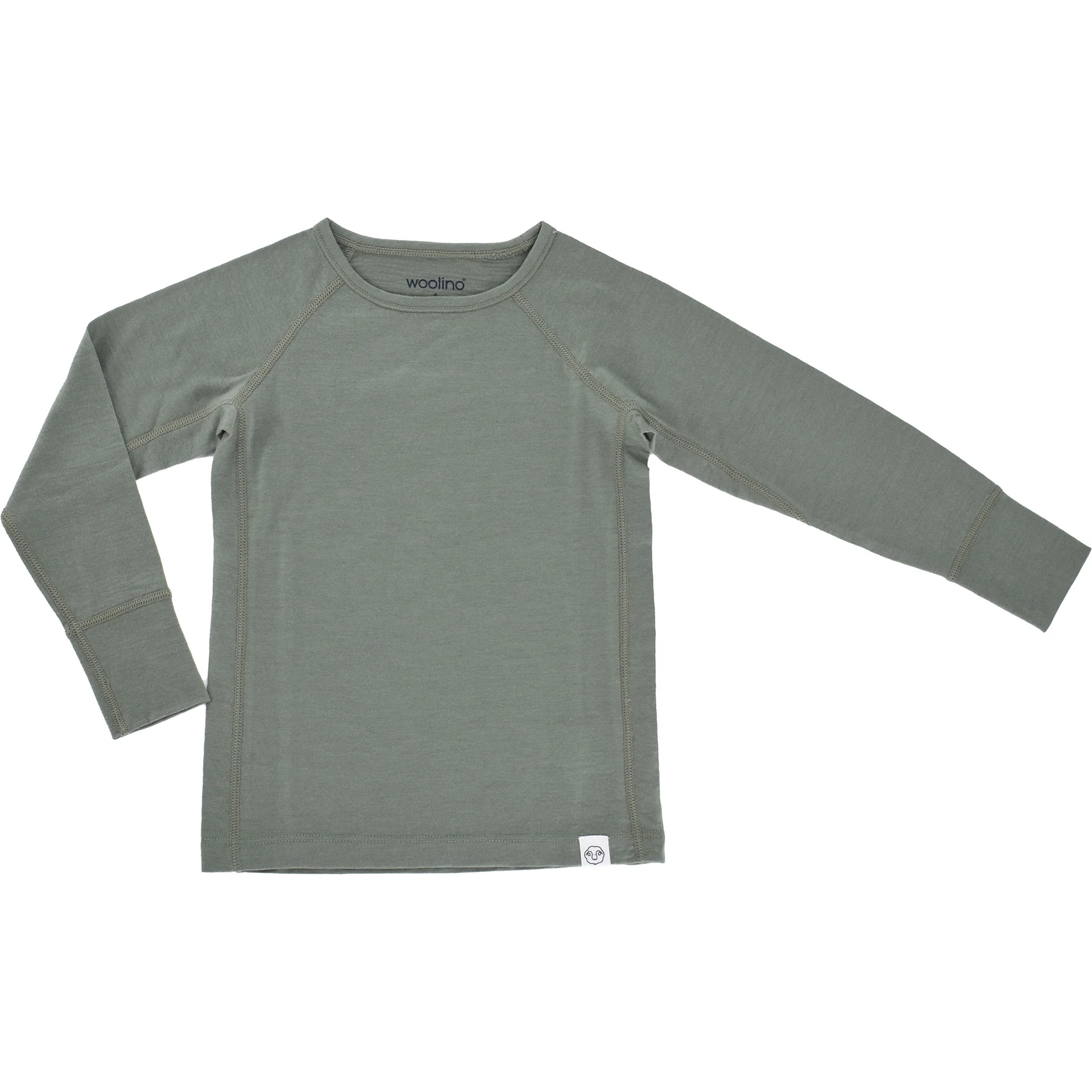 Kids Merino Wool Base Layer, Long Sleeve Top, Sage - Image 7