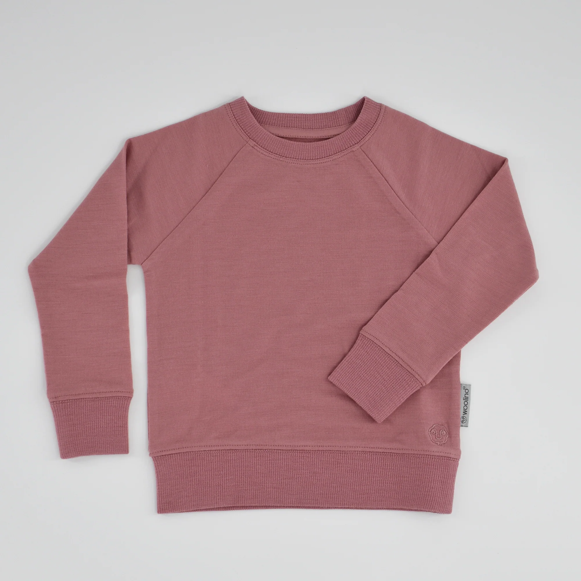 Kids Merino Wool Crew Neck Sweatshirt, Mauve Pink - Image 6