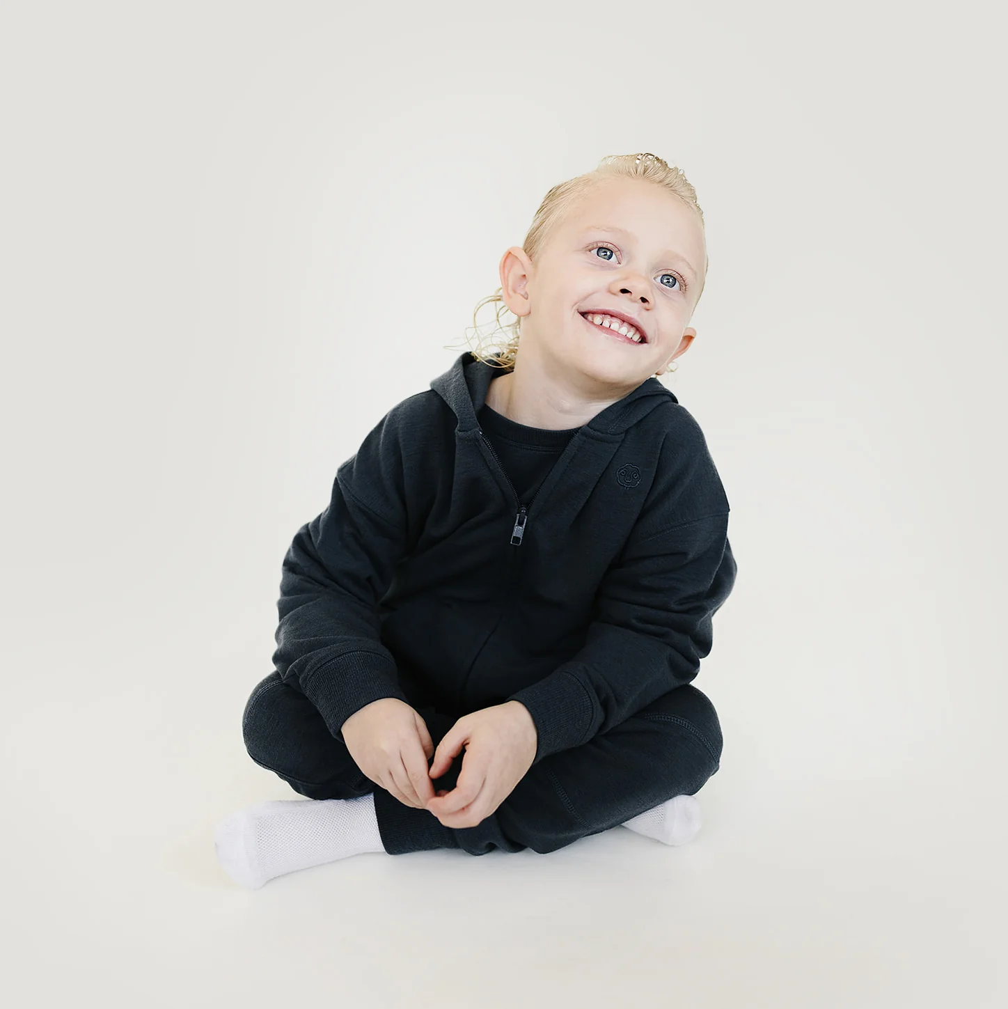 Kids Merino Wool Hoodie, Blueberry - Image 3