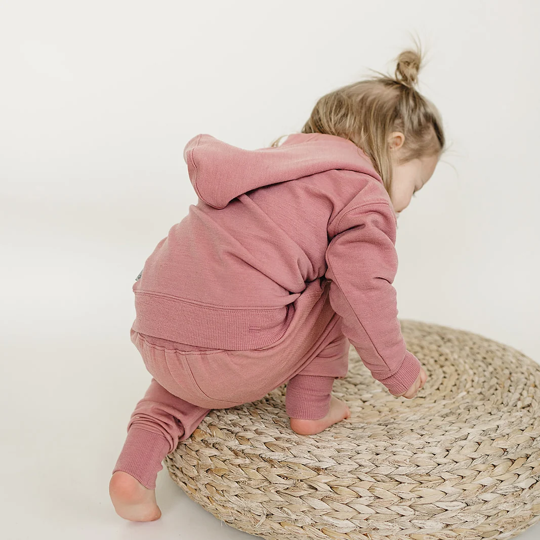 Kids Merino Wool Hoodie, Mauve Pink - Image 5