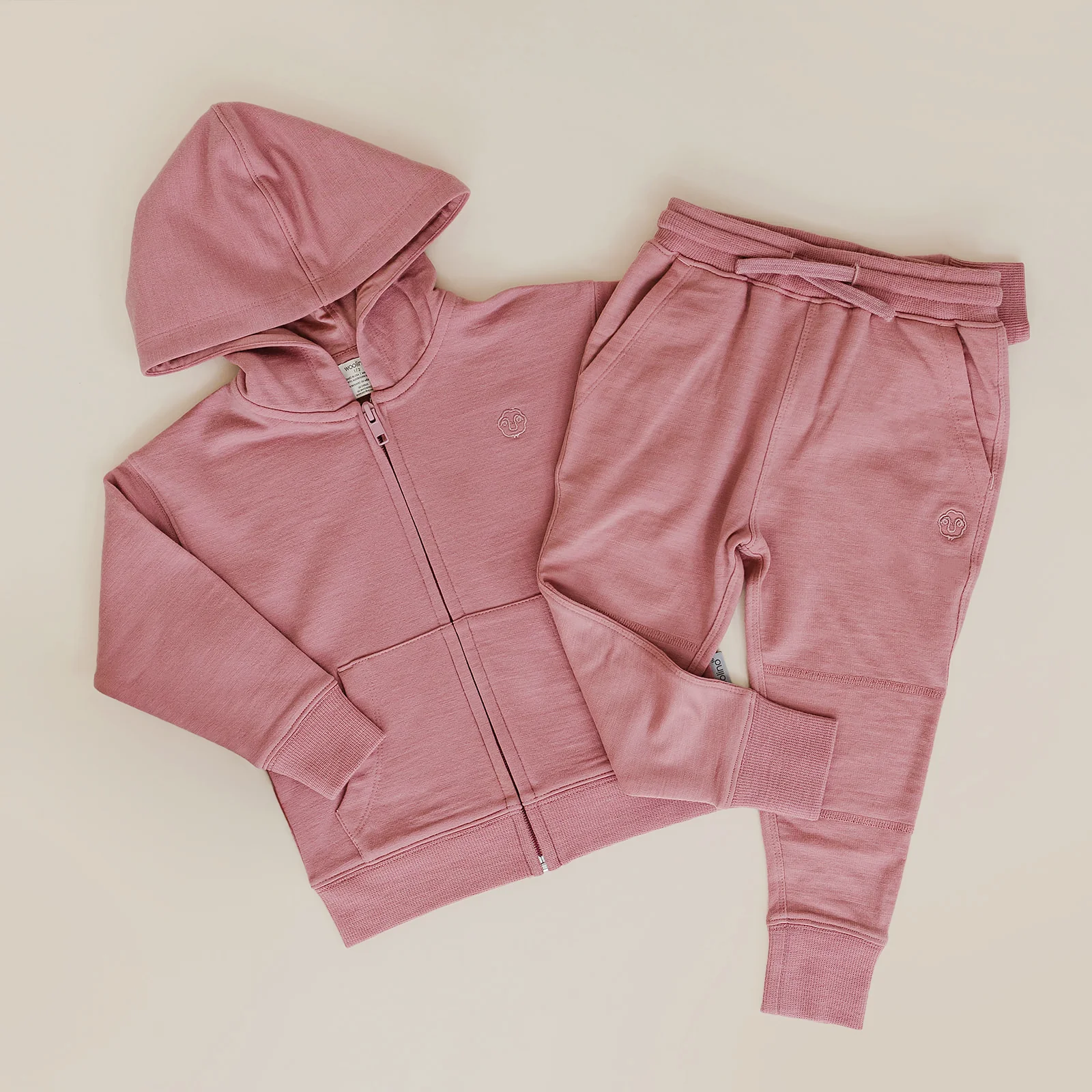 Kids Merino Wool Hoodie, Mauve Pink - Image 6