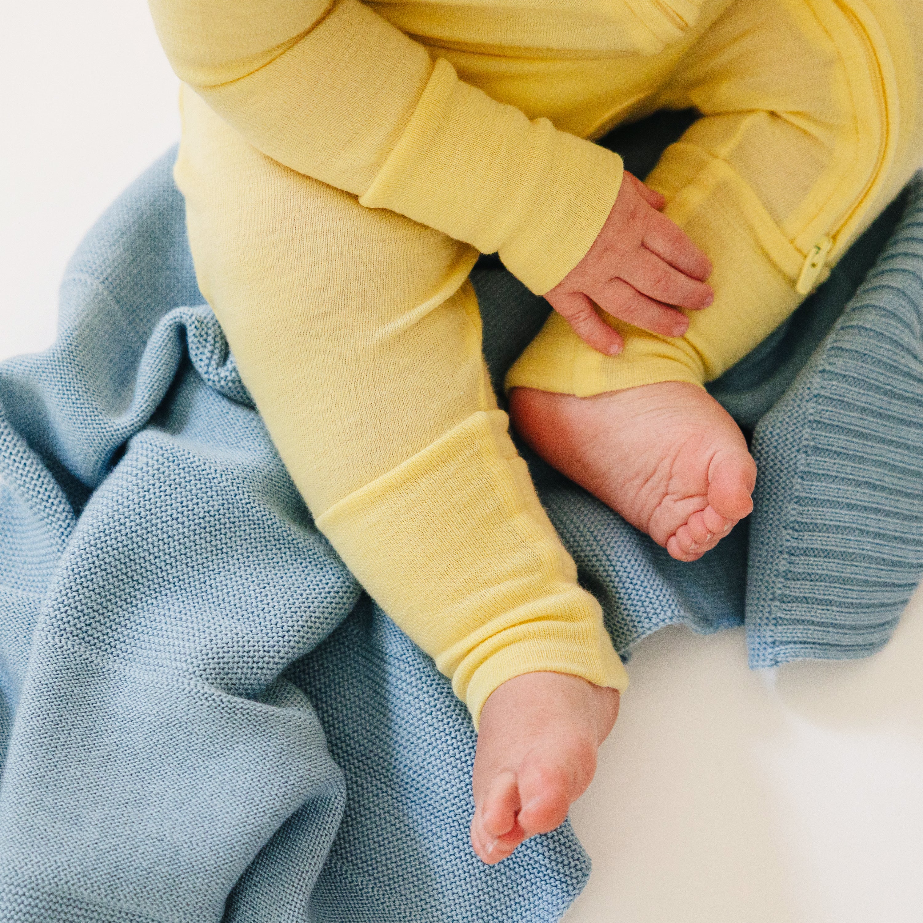 Knitted Baby Blanket, 100% Merino Wool, 31.5" x 40", Lullaby Blue - Image 6