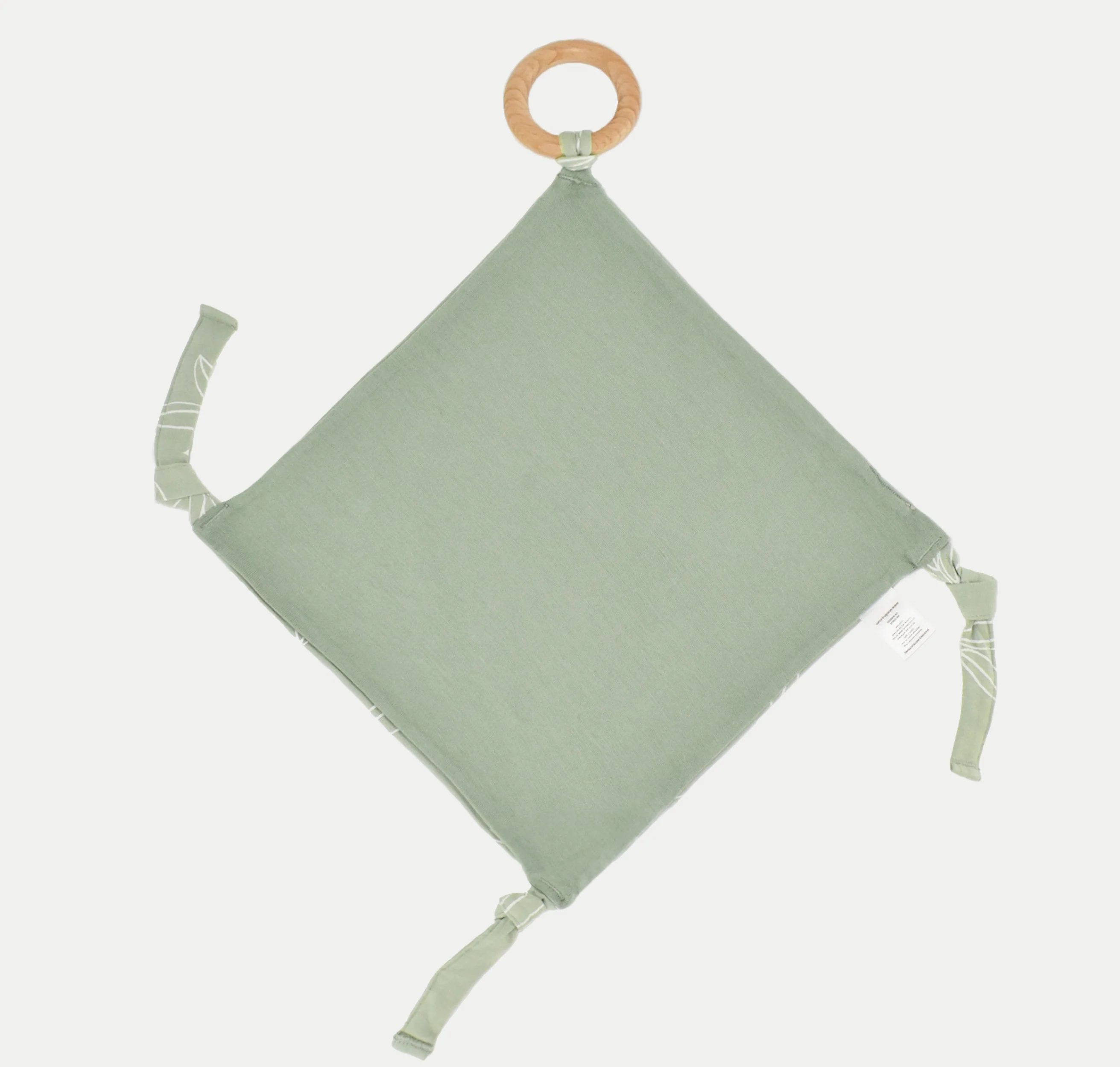 Lovey, Merino Wool and Organic Cotton with Removable Teething Ring, Sage - Image 3