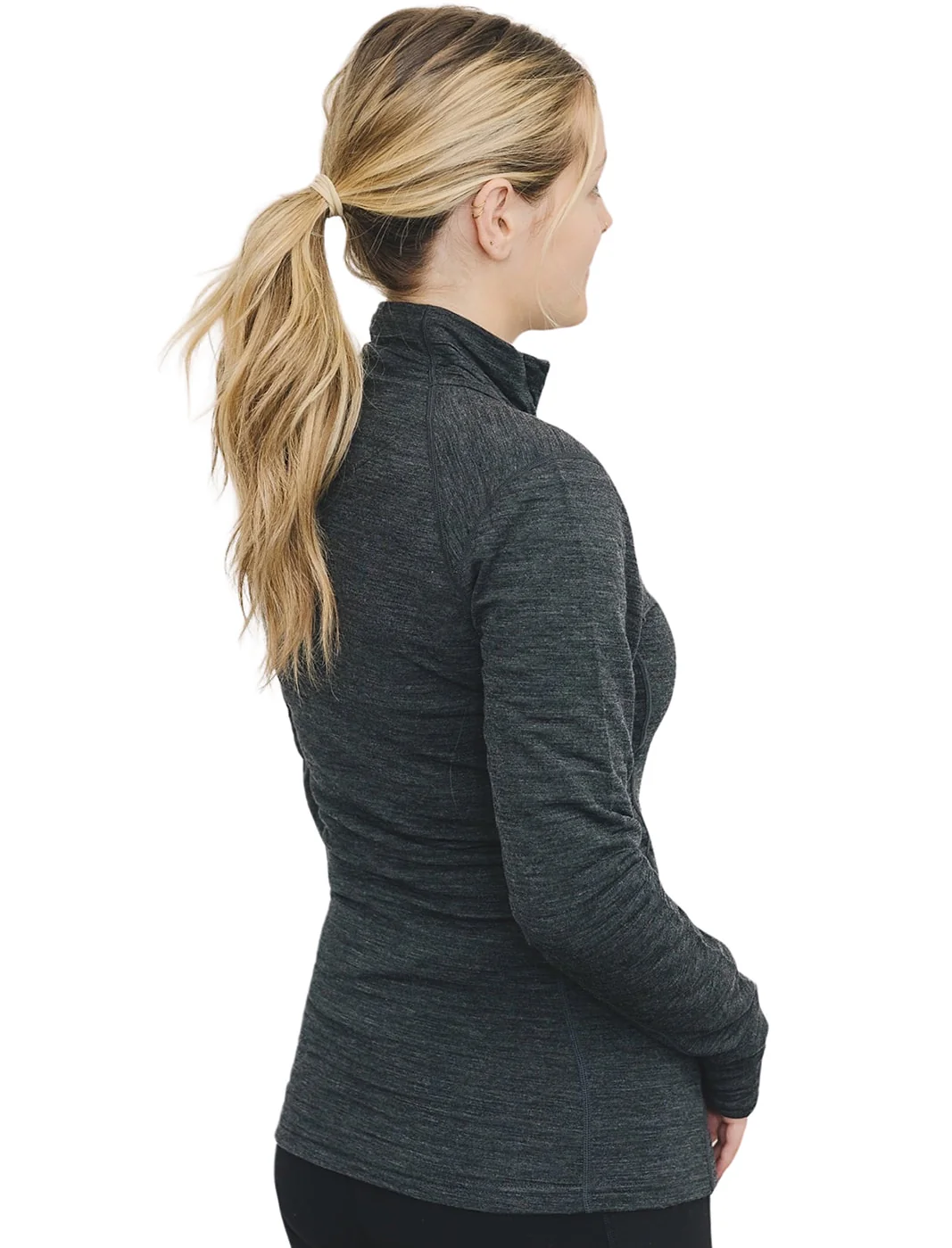 Women's Merino Natural Fleece Full-Zip Jacket, Charcoal Gray - Image 3